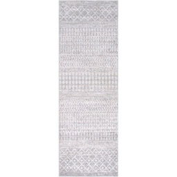 Livabliss Elaziz-Geometric Grey White Global Living Dining Bedroom Rug 80 X 230 Cm Easy Care, Non Shedding - thumbnail 1
