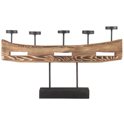 Beliani Candle Holder Guatemala Pine Wood 36 Cm Brown - image 1
