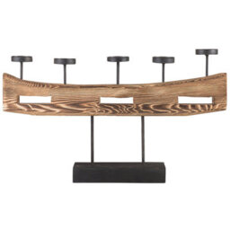Beliani Candle Holder Guatemala Pine Wood 36 Cm Brown