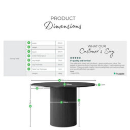 Furniturebox Furniturbeox Uk Penrose Black 120Cm Round Wooden Pedestal Dining Table - thumbnail 7