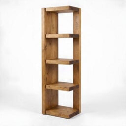 4 Cubes H170Cm Ely Solid Wood Corner Bookshelf, Open Bookcase, Rustic Scandinavian Design - thumbnail 8