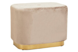Premier Housewares Interiors By Premier Mink Square Stool With Gold Base, Velvet Upholstered Makeup Stool, Pouffe Footstool With Modern Link - thumbnail 4
