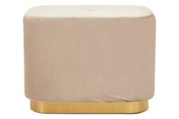 Premier Housewares Interiors By Premier Mink Square Stool With Gold Base, Velvet Upholstered Makeup Stool, Pouffe Footstool With Modern Link - thumbnail 1