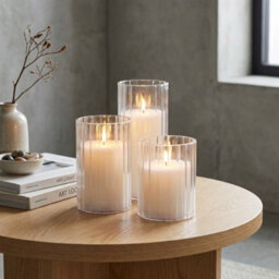 Maison Triple Glass Flameless Led Candle Set