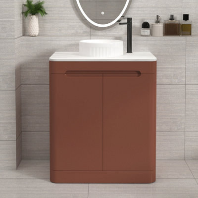 Royal Bathrooms Venice 700mm Terracotta Clay Freestanding Bathroom Countertop Vanity Unit 2 Door With Round Basin - image 1