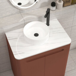 Royal Bathrooms Venice 700mm Terracotta Clay Freestanding Bathroom Countertop Vanity Unit 2 Door With Round Basin - thumbnail 6