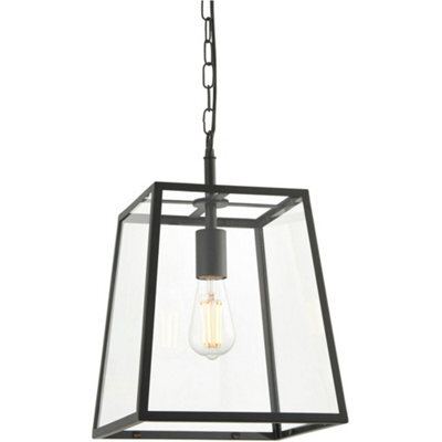 Loops Hanging Ceiling Pendant Light - Matt Black & Clear Glass - 10W Led E27 - image 1