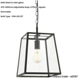 Loops Hanging Ceiling Pendant Light - Matt Black & Clear Glass - 10W Led E27 - thumbnail 2