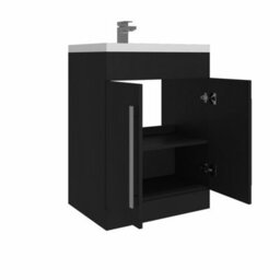 Sundaze Bathroom Furniture Storage Cabinet Freestanding Vanity Unit & Basin 600mm Matt Black - thumbnail 4