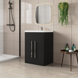 Sundaze Bathroom Furniture Storage Cabinet Freestanding Vanity Unit & Basin 600mm Matt Black
