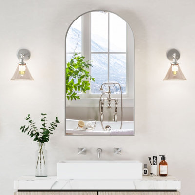 Keepreaper Sleek Arched Bathroom Cabinet With Mirror And Storage 50X90 Cm Bathroom Mirror Cabinet - image 1