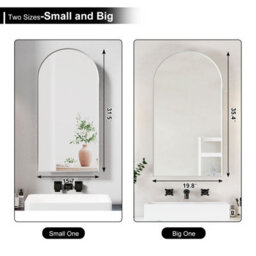 Keepreaper Sleek Arched Bathroom Cabinet With Mirror And Storage 50X90 Cm Bathroom Mirror Cabinet - thumbnail 5