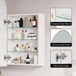 Keepreaper Sleek Arched Bathroom Cabinet With Mirror And Storage 50X90 Cm Bathroom Mirror Cabinet - thumbnail 4