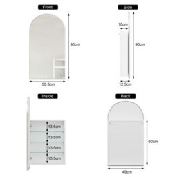 Keepreaper Sleek Arched Bathroom Cabinet With Mirror And Storage 50X90 Cm Bathroom Mirror Cabinet - thumbnail 7