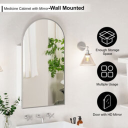 Keepreaper Sleek Arched Bathroom Cabinet With Mirror And Storage 50X90 Cm Bathroom Mirror Cabinet - thumbnail 3