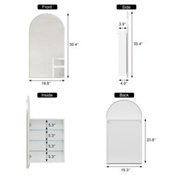 Keepreaper Sleek Arched Bathroom Cabinet With Mirror And Storage 50X90 Cm Bathroom Mirror Cabinet - thumbnail 8