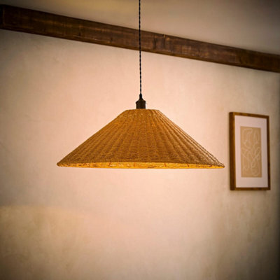 Valuelights Thelma Extra Large Wicker Conical Ceiling Pendant Shade And Bulb - image 1