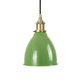 Mint Green Classic Small Pantry Metal Painted Dome Pendant Light With Antique Brass Lamp Holder And Black Twisted Cable - Se Home