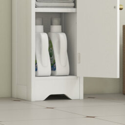 Homcom Toilet Roll Holder Slim Bathroom Cabinet With Adjustable Shelf White - thumbnail 9