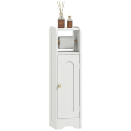Homcom Toilet Roll Holder Slim Bathroom Cabinet With Adjustable Shelf White - thumbnail 2