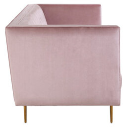 Orsina 3 Seat Pink Sofa, Plush Pink Velvet Upholstered Settee Sofa, Classic Style Sofa Couch For Outdoor Patio - thumbnail 4