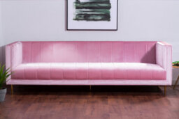 Orsina 3 Seat Pink Sofa, Plush Pink Velvet Upholstered Settee Sofa, Classic Style Sofa Couch For Outdoor Patio - thumbnail 2