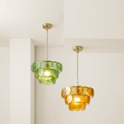 Valuelights Juliette Green Glass Disc 3 Tier Chandelier Ceiling Pendant Light And Bulb - thumbnail 6