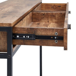 Thehotsale Brown 120 X 30 X 81Cm Slim Console Table With Metal Frame 2 Drawers And Glass Shelf - thumbnail 7