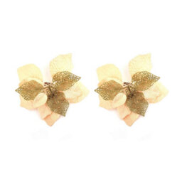 2 Pack Clip-On Poinsettia Flower Christmas Decorations 10Inch - thumbnail 2