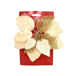2 Pack Clip-On Poinsettia Flower Christmas Decorations 10Inch - thumbnail 3