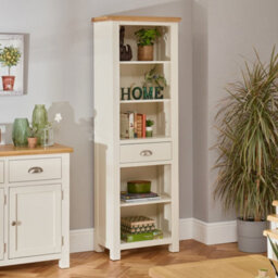 The Furniture Market Cotswold Cream Painted Tall Narrow Bookcase