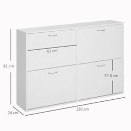 Homcom Wooden Shoes Cabinet Multi Flip Down Shelf Drawer Organizer - White - thumbnail 3