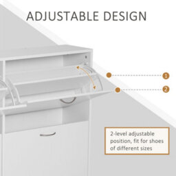 Homcom Wooden Shoes Cabinet Multi Flip Down Shelf Drawer Organizer - White - thumbnail 4