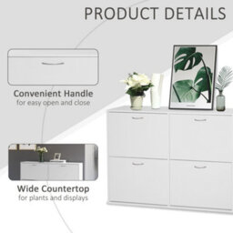 Homcom Wooden Shoes Cabinet Multi Flip Down Shelf Drawer Organizer - White - thumbnail 7