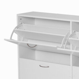 Homcom Wooden Shoes Cabinet Multi Flip Down Shelf Drawer Organizer - White - thumbnail 8