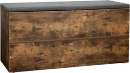 LEDREM Shoe Bench, Shoe Shelf, Shoe Rack, Storage Cabinet, 10 Compartments, With Cushion, For Entryway, 104 X 30 X 48 Cm, Rustic Brown - thumbnail 3