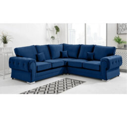 Chingford Plush Velvet Full Back 2C2 Corner Sofa Marine Blue