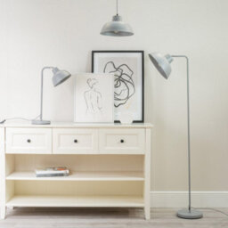 Valuelights Morris Grey Metal Stem Table Lamp With Angled Dome Shade For Living Room Bedroom Office - Led Bulb Included - thumbnail 7