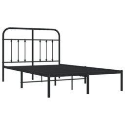 Berkfield Metal Bed Frame With Headboard Black 120X200 Cm - thumbnail 5