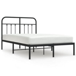 Berkfield Metal Bed Frame With Headboard Black 120X200 Cm - thumbnail 2