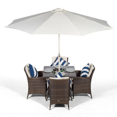 That's Furniture Savannah Square 4 Seater Patio Dining Set With Ice Bucket Drinks Cooler - Brown - image 1