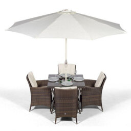 That's Furniture Savannah Square 4 Seater Patio Dining Set With Ice Bucket Drinks Cooler - Brown - thumbnail 5