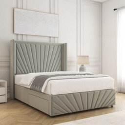 Bsspoke Nola Divan Bed In Silver Plush Velvet With 54Inch Headboard & Footboard & Mattress No Drawers In 3Ft 4Ft 4Ft6 5Ft 6Ft - thumbnail 2