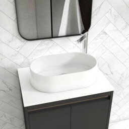 Royal Bathrooms Orion 600mm Matt Obsidian Black Floor Standing Plain White Countertop Vanity Unit 2 Drawer With Peak Basin & Chrome Accent Trim - thumbnail 5