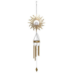 Solar Led Wind Chime Light With Sun Design, Waterproof Metal Windbell For Garden Décor - thumbnail 4