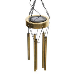 Solar Led Wind Chime Light With Sun Design, Waterproof Metal Windbell For Garden Décor - thumbnail 6