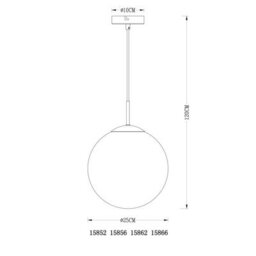 Luminosa Lighting Luminosa Varus 25Cm Globe Pendant Ceiling Light Nickel Matt Transparent Glass Shade 1X E27 - thumbnail 8