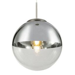 Luminosa Lighting Luminosa Varus 25Cm Globe Pendant Ceiling Light Nickel Matt Transparent Glass Shade 1X E27 - thumbnail 4