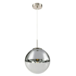 Luminosa Lighting Luminosa Varus 25Cm Globe Pendant Ceiling Light Nickel Matt Transparent Glass Shade 1X E27 - thumbnail 2