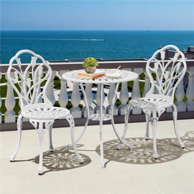 Yaheetech White 3 Piece Patio Bistro Set, 2 Seater Metal Garden Table & Chairs Bistro Coffee Table Set, Balcony Outdoor - image 1